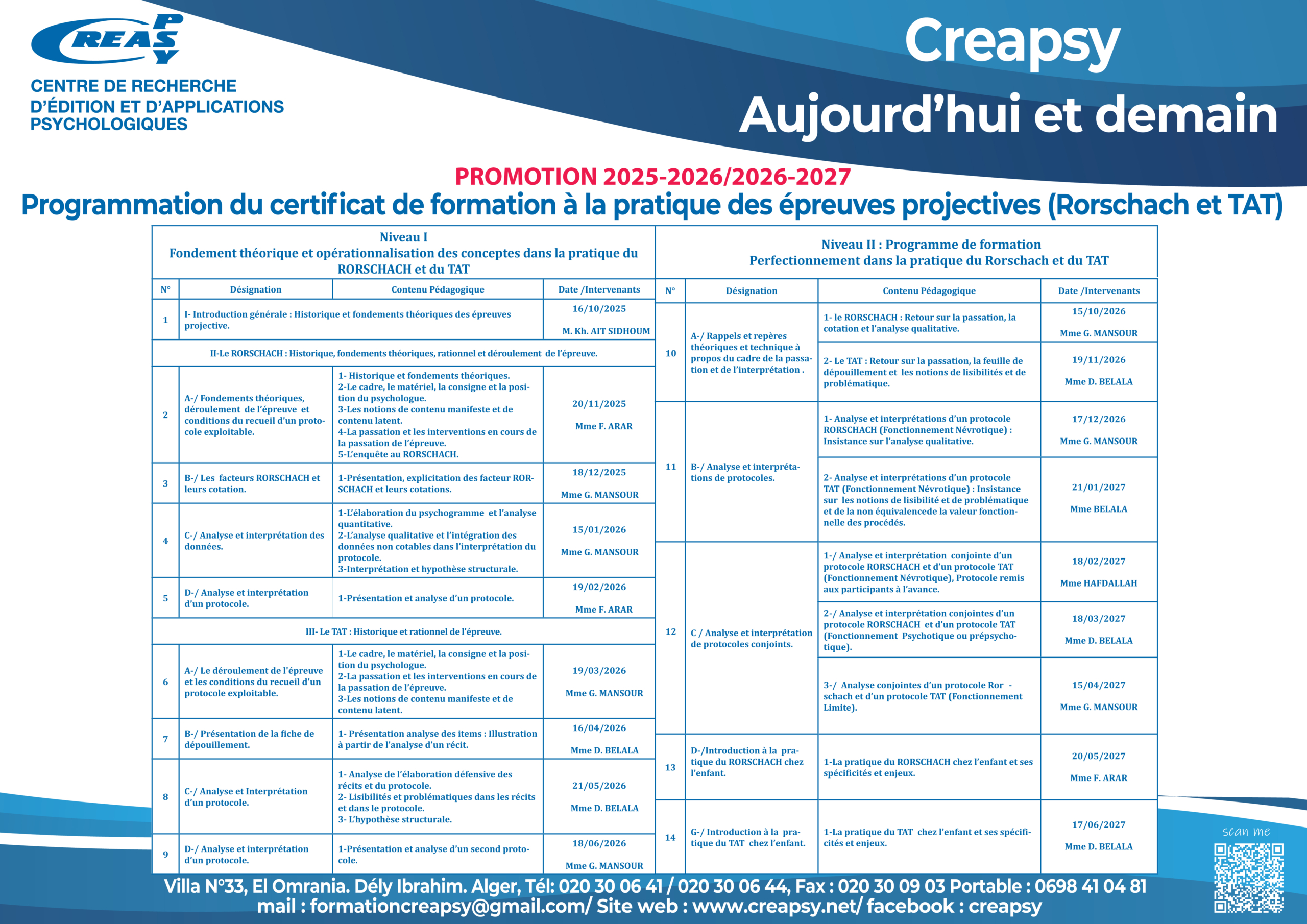 Certificat de formation aux épreuves projectives